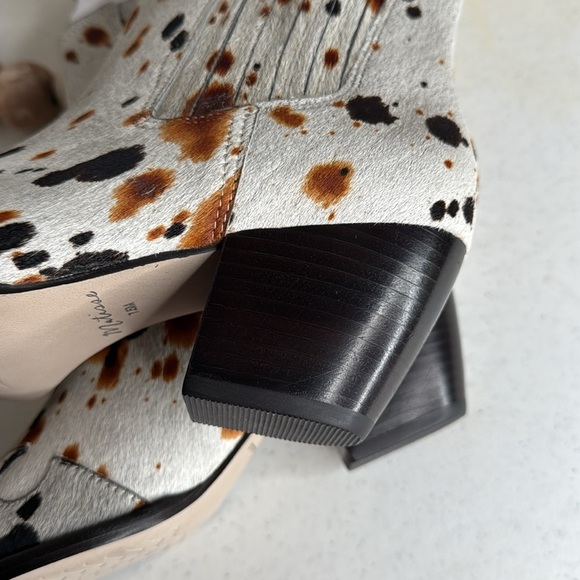 Collins White Multi Speckle Calf Hair Leather Ankle Boots Sz 7.5 - Picture 7 of 12